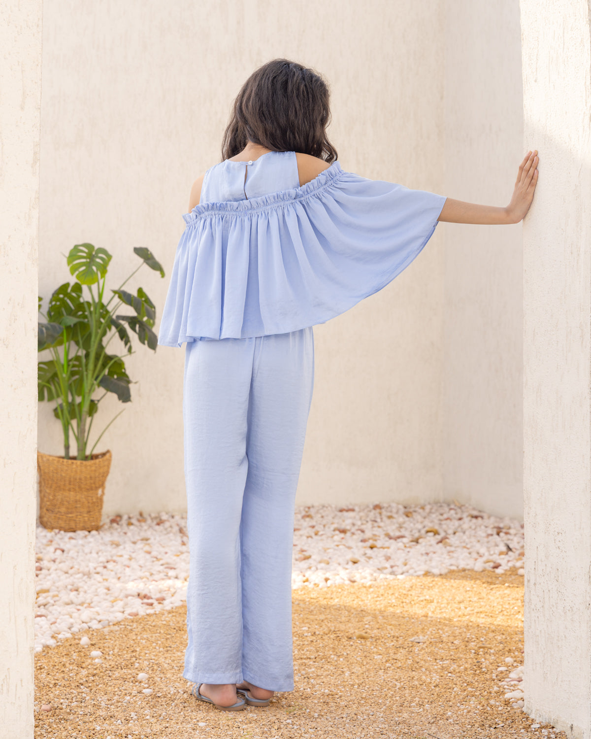 Summer Satin Trousers- Blue