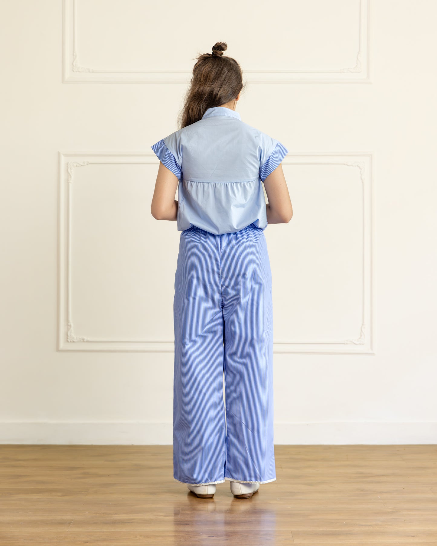 Sky Blue Chic Shirt & Trouser Set