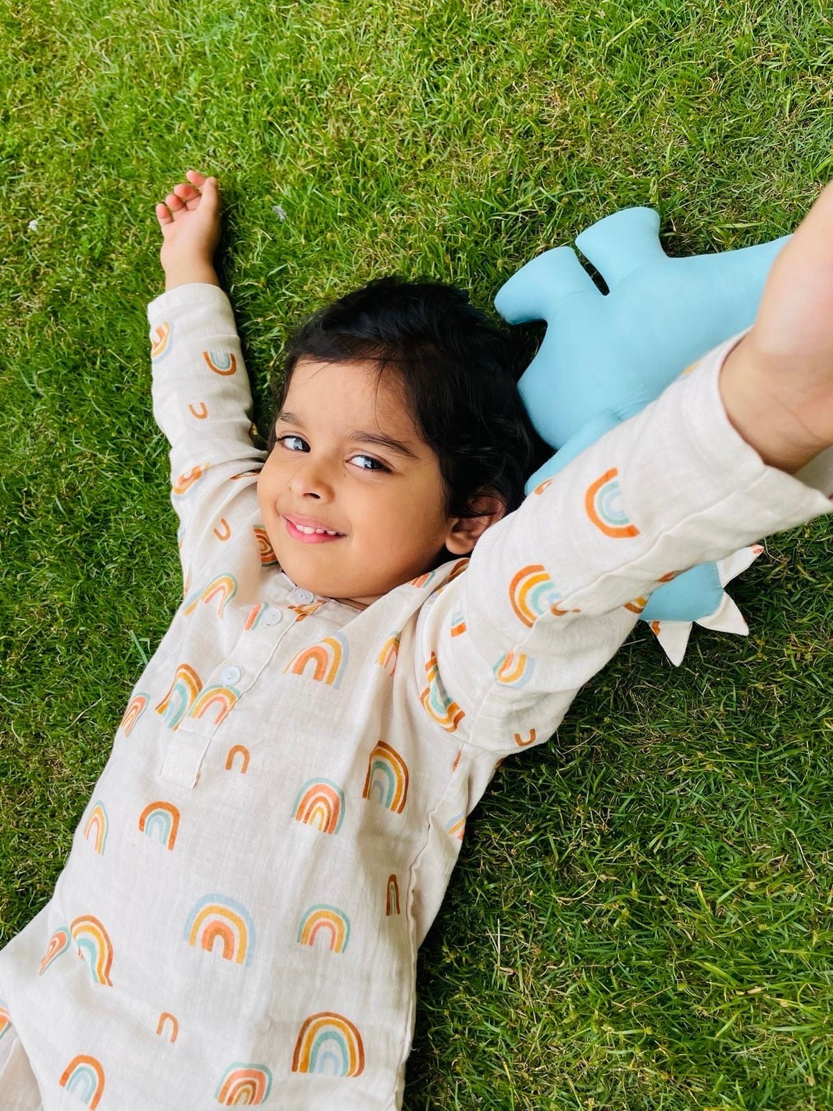 Boho Rainbow Loungewear Set For Boy With a Matching Dino RISA DREAMWORLD