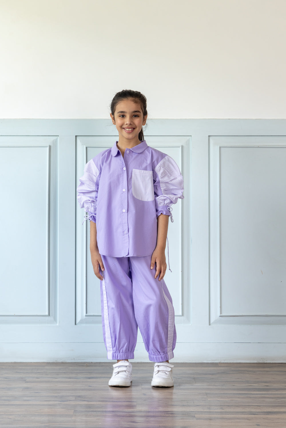 Oversized Lavender Shirt With Relaxed Jogger Style Trouser