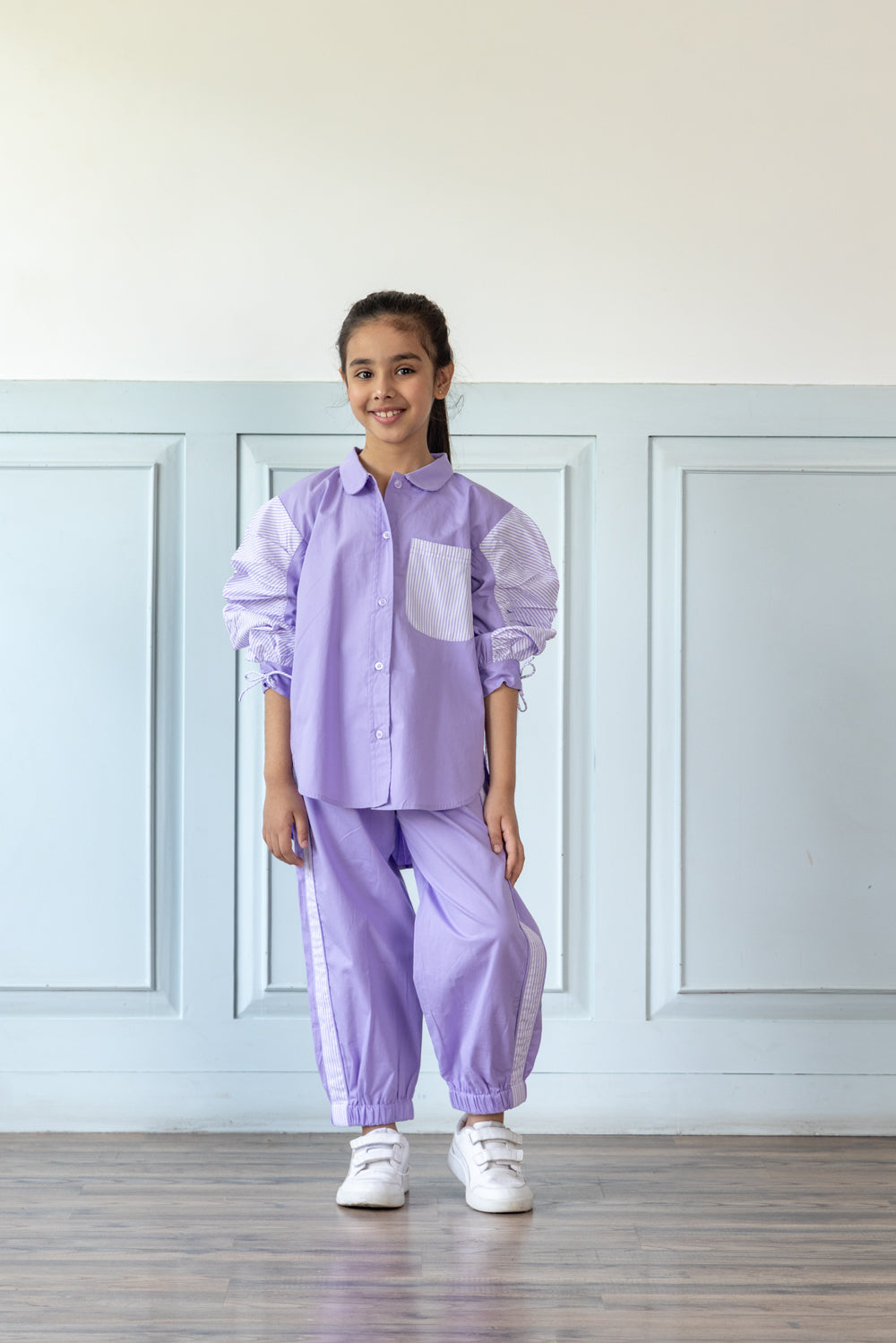 Oversized Lavender Shirt With Relaxed Jogger Style Trouser
