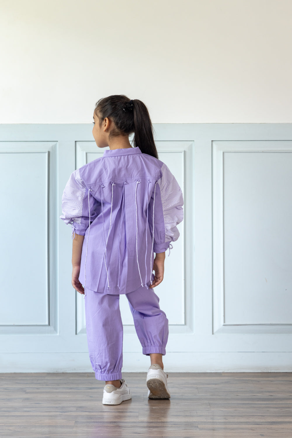 Oversized Lavender Shirt With Relaxed Jogger Style Trouser