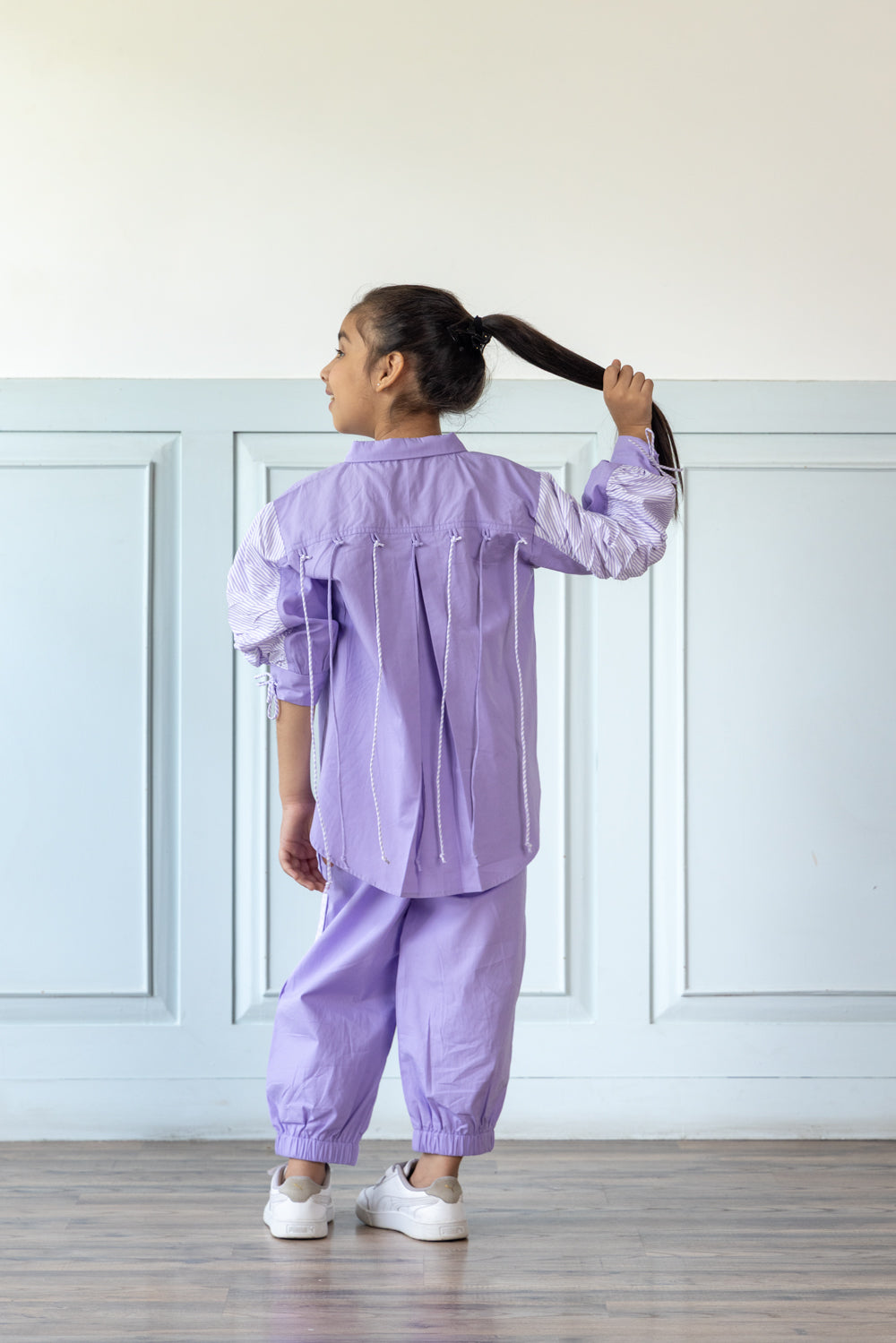 Oversized Lavender Shirt With Relaxed Jogger Style Trouser