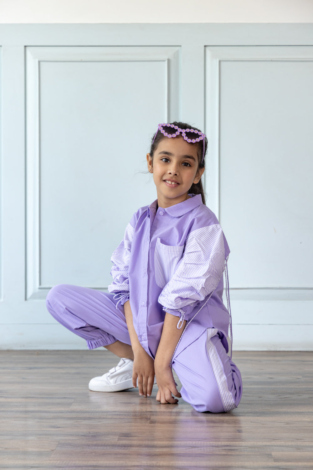 Oversized Lavender Shirt With Relaxed Jogger Style Trouser