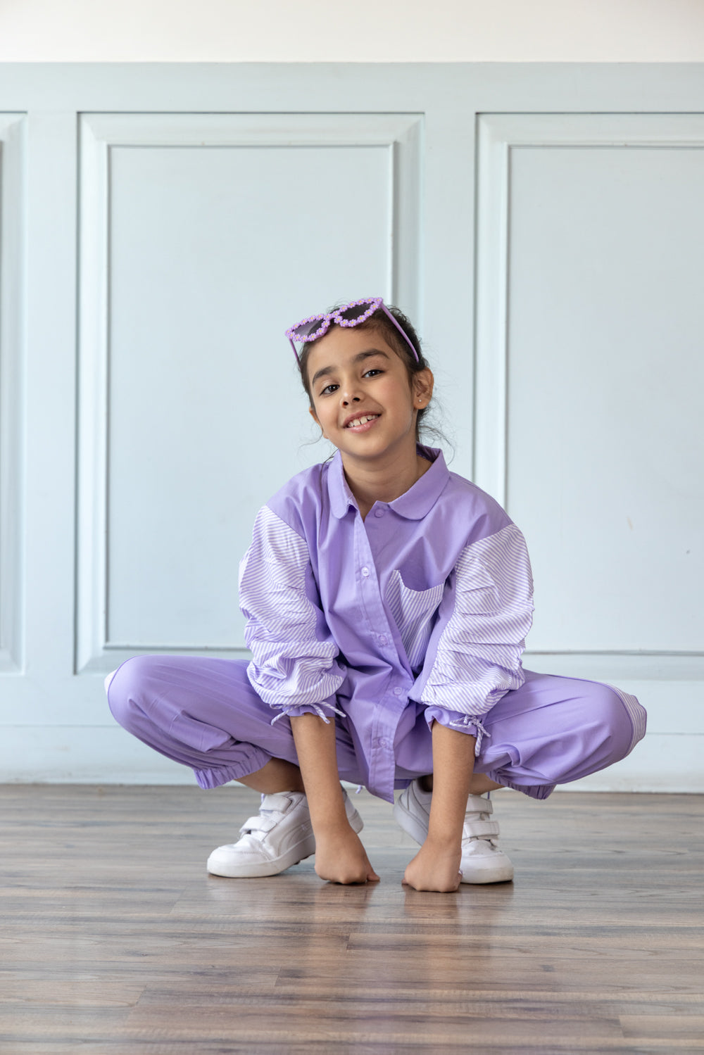 Oversized Lavender Shirt With Relaxed Jogger Style Trouser