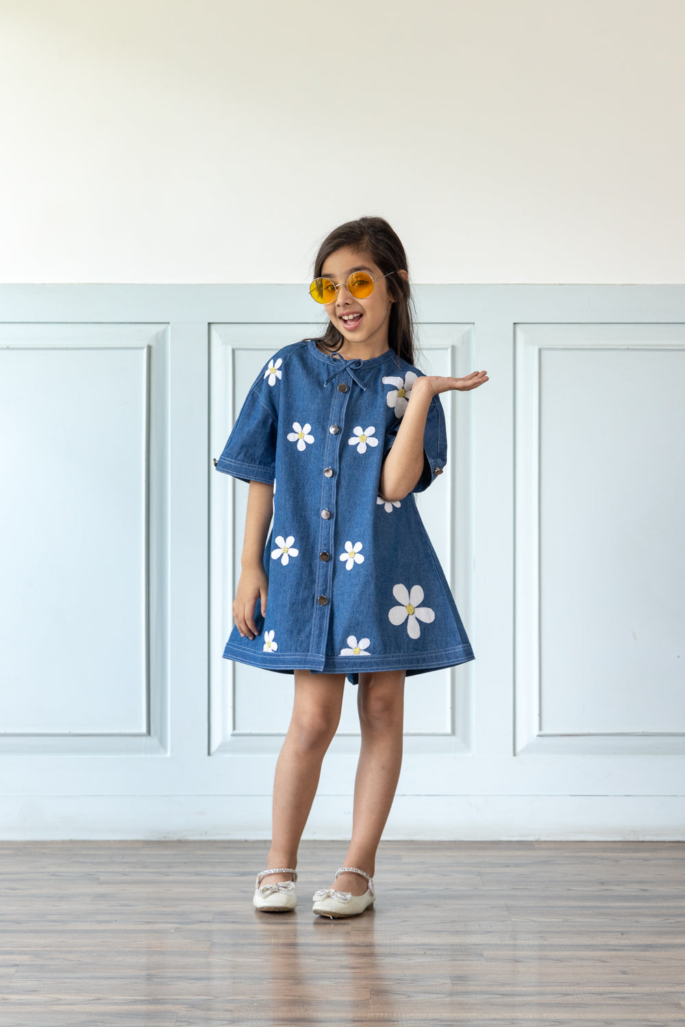 Daisy Embroidered Denim Dress