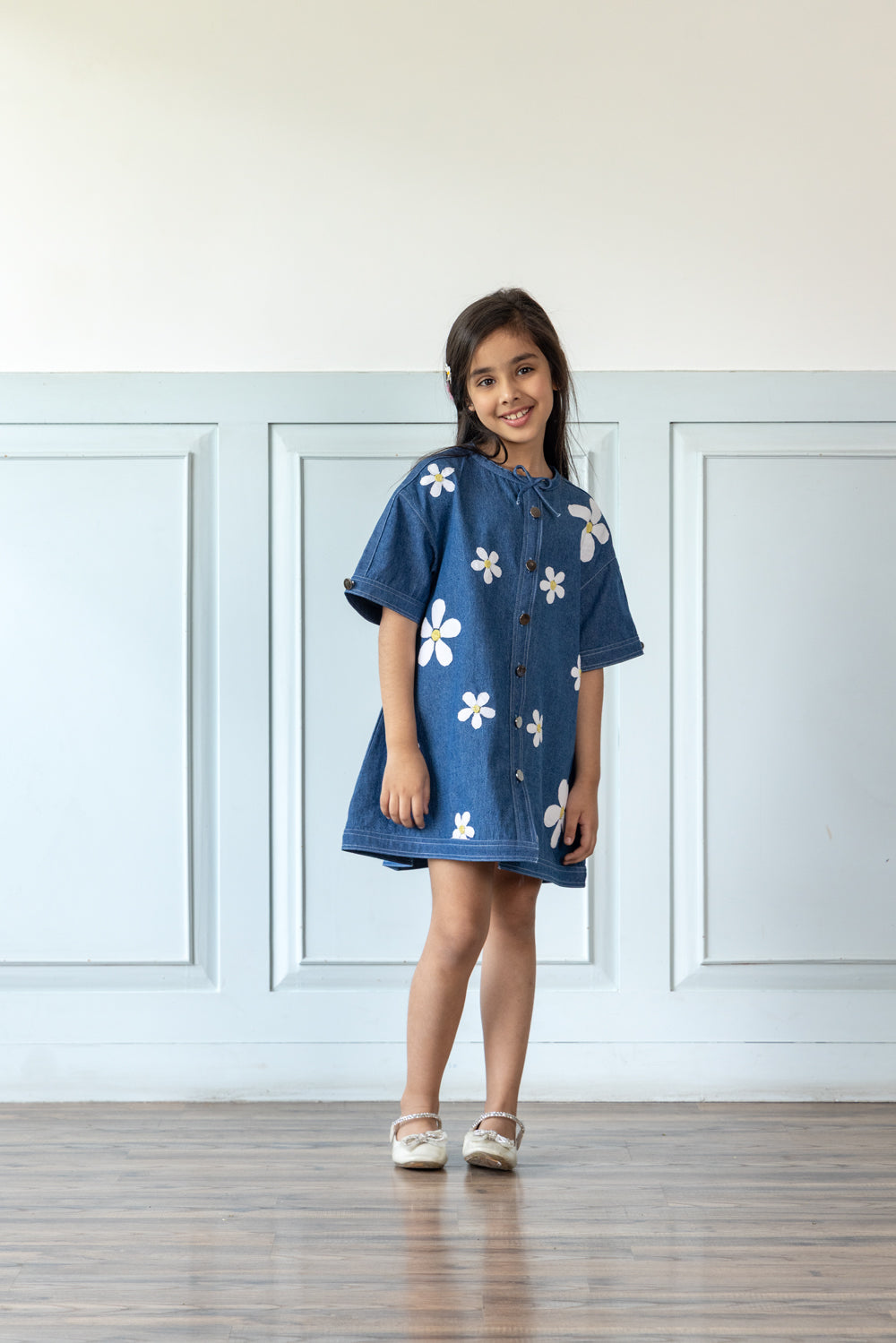 Daisy Embroidered Denim Dress