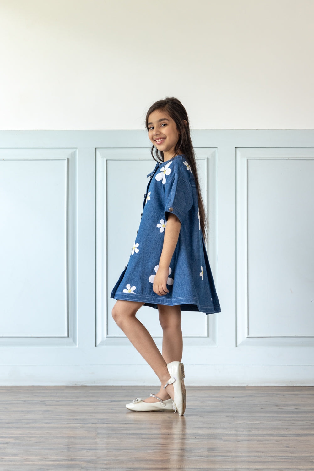 Daisy Embroidered Denim Dress