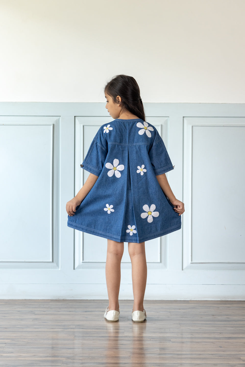 Daisy Embroidered Denim Dress