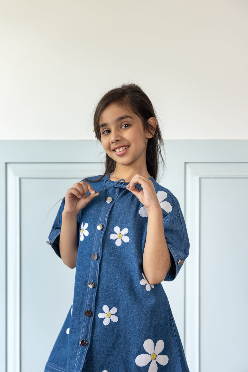 Daisy Embroidered Denim Dress