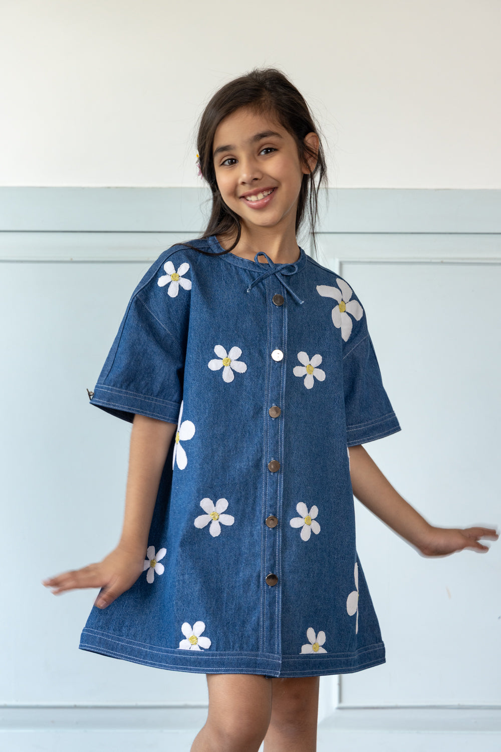 Daisy Embroidered Denim Dress