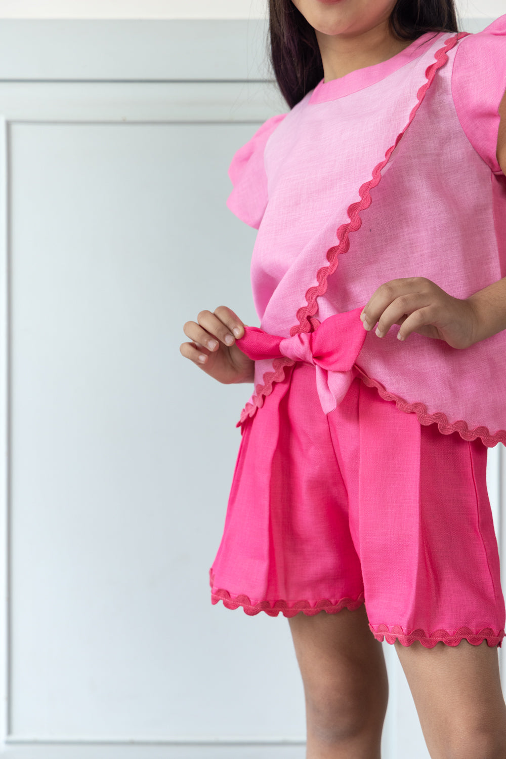 Pink Ombre Top With Bermuda Pleated Shorts