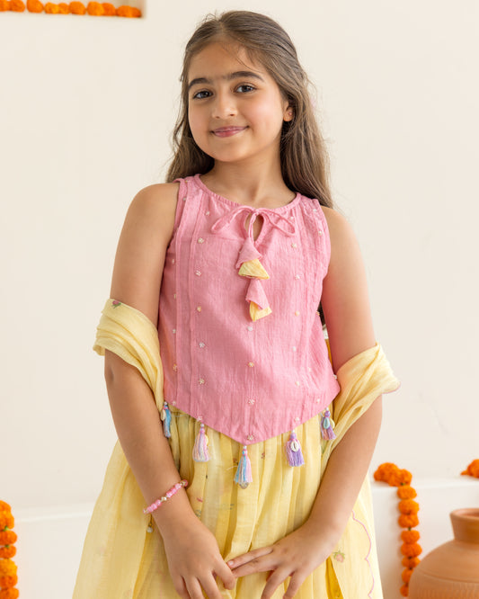 Flamingo Lehenga Set- Yellow