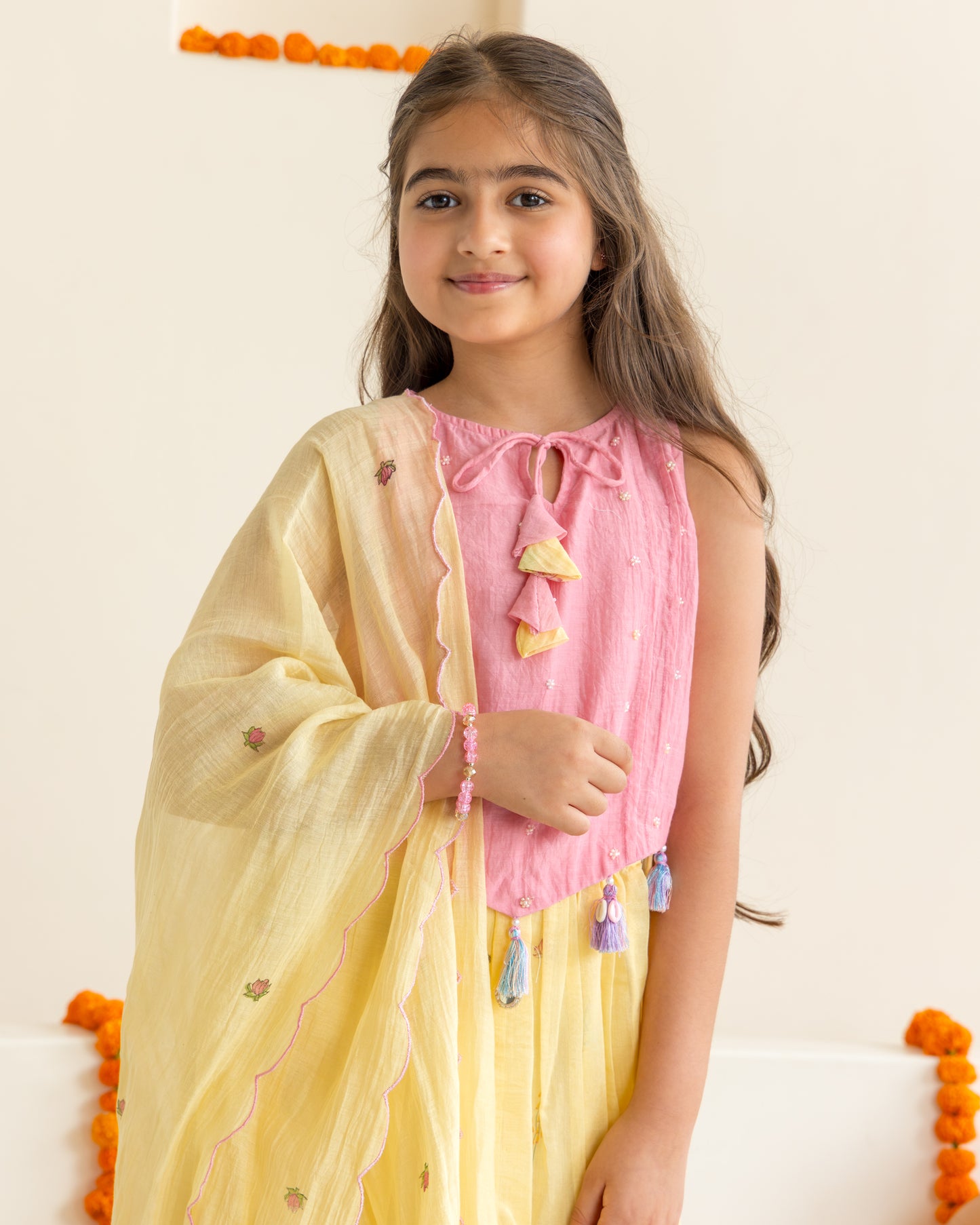 Flamingo Lehenga Set- Yellow