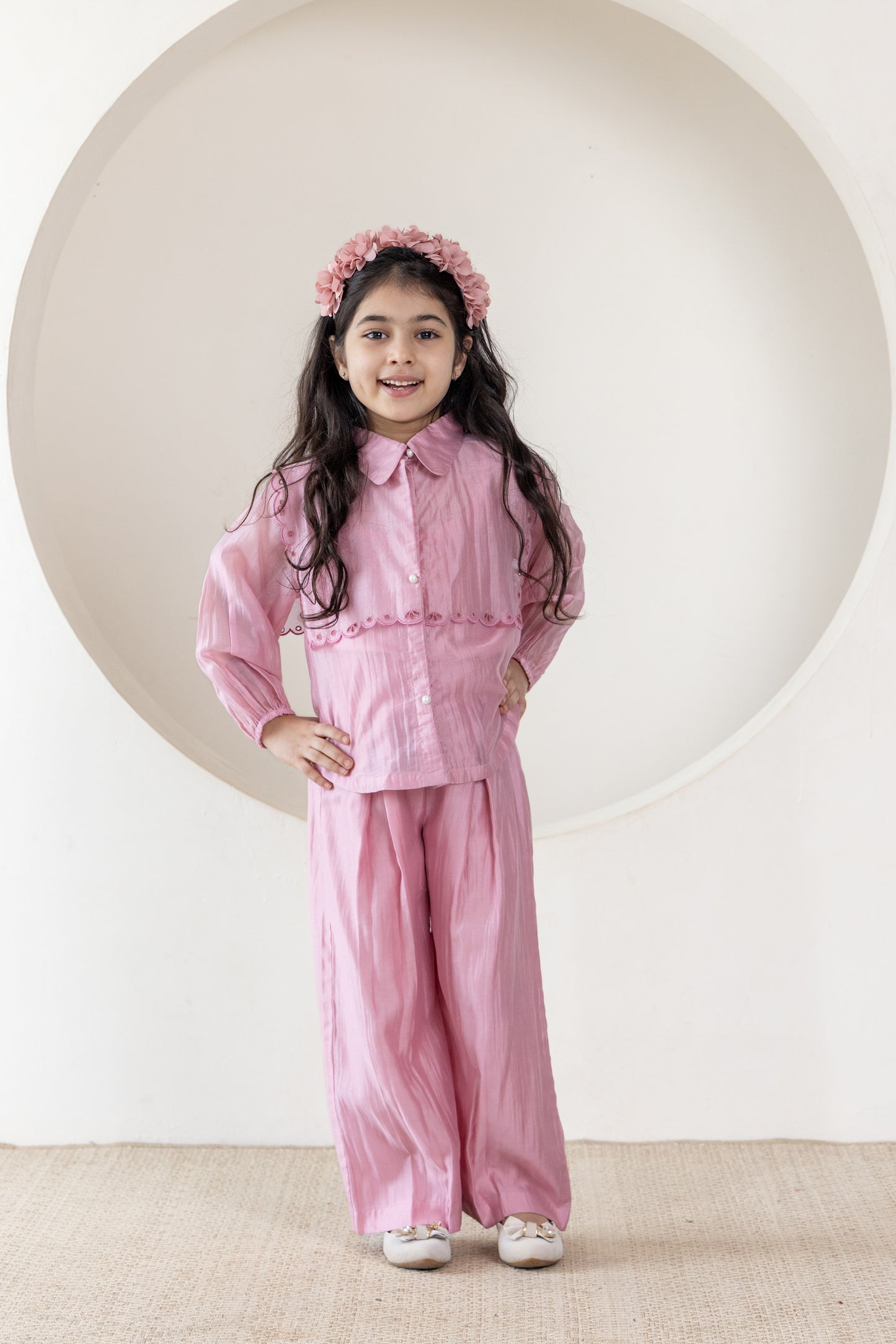 Blush Pink Scalloped Embroidered Coord Set