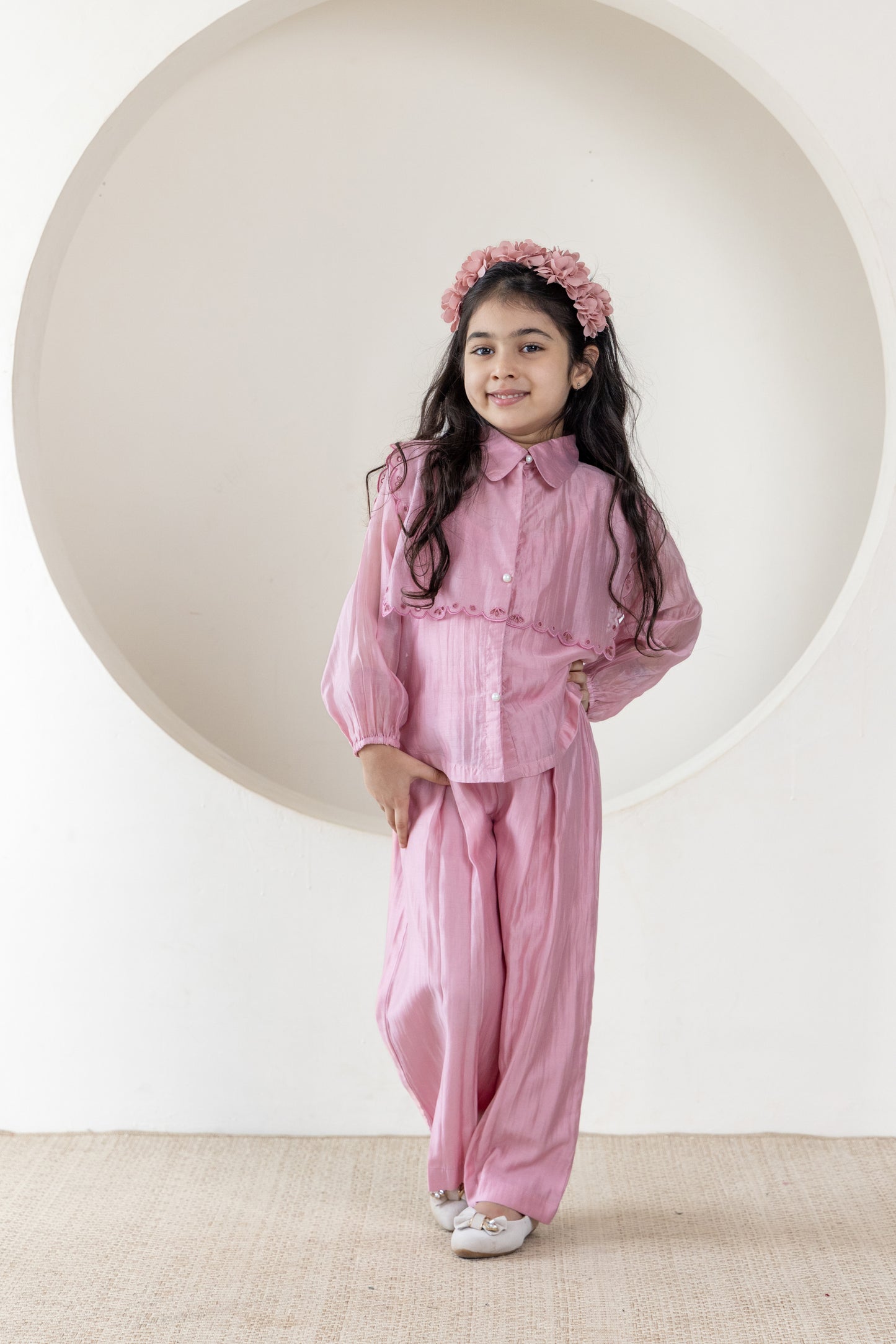 Blush Pink Scalloped Embroidered Coord Set