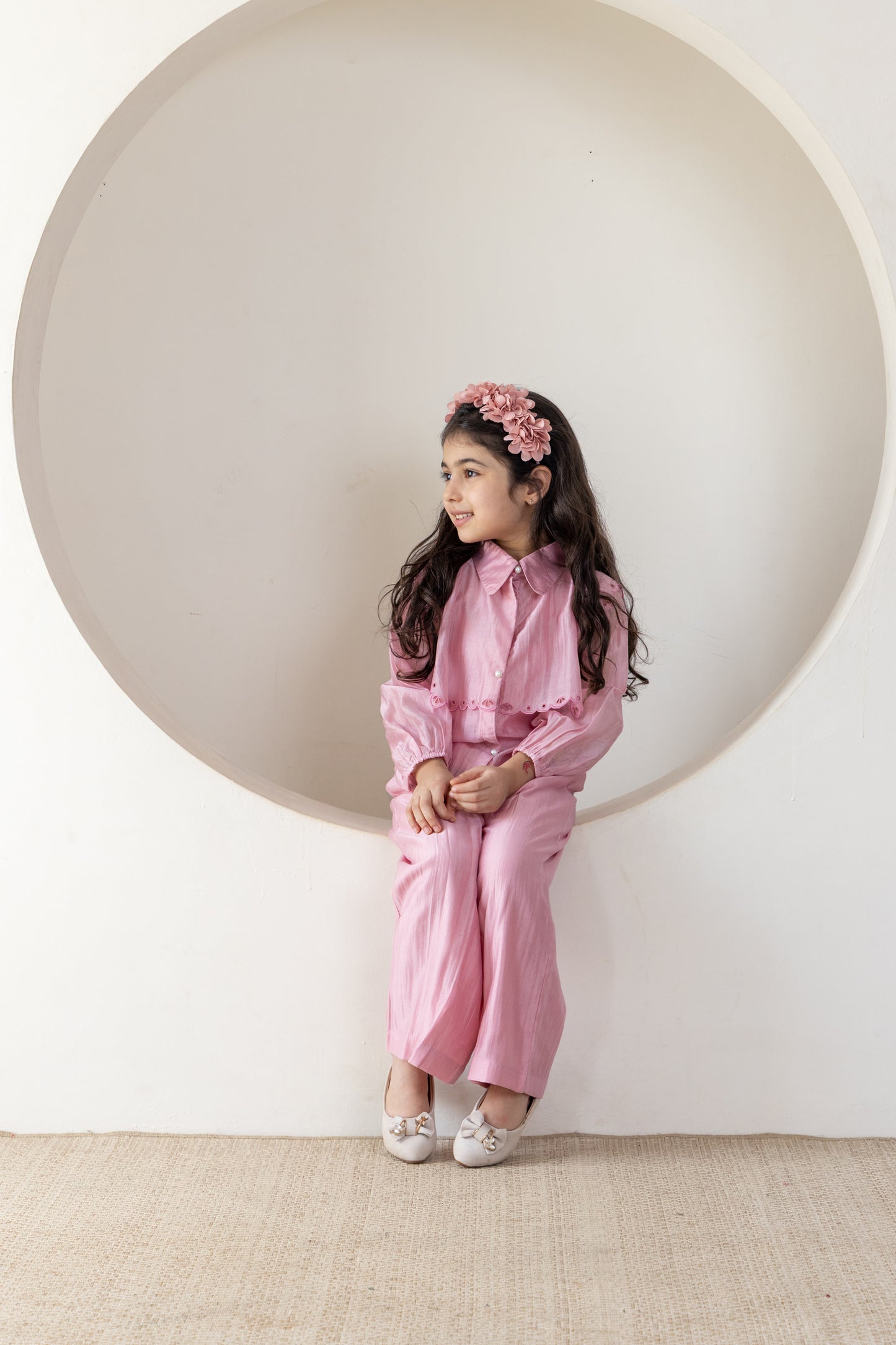 Blush Pink Scalloped Embroidered Coord Set