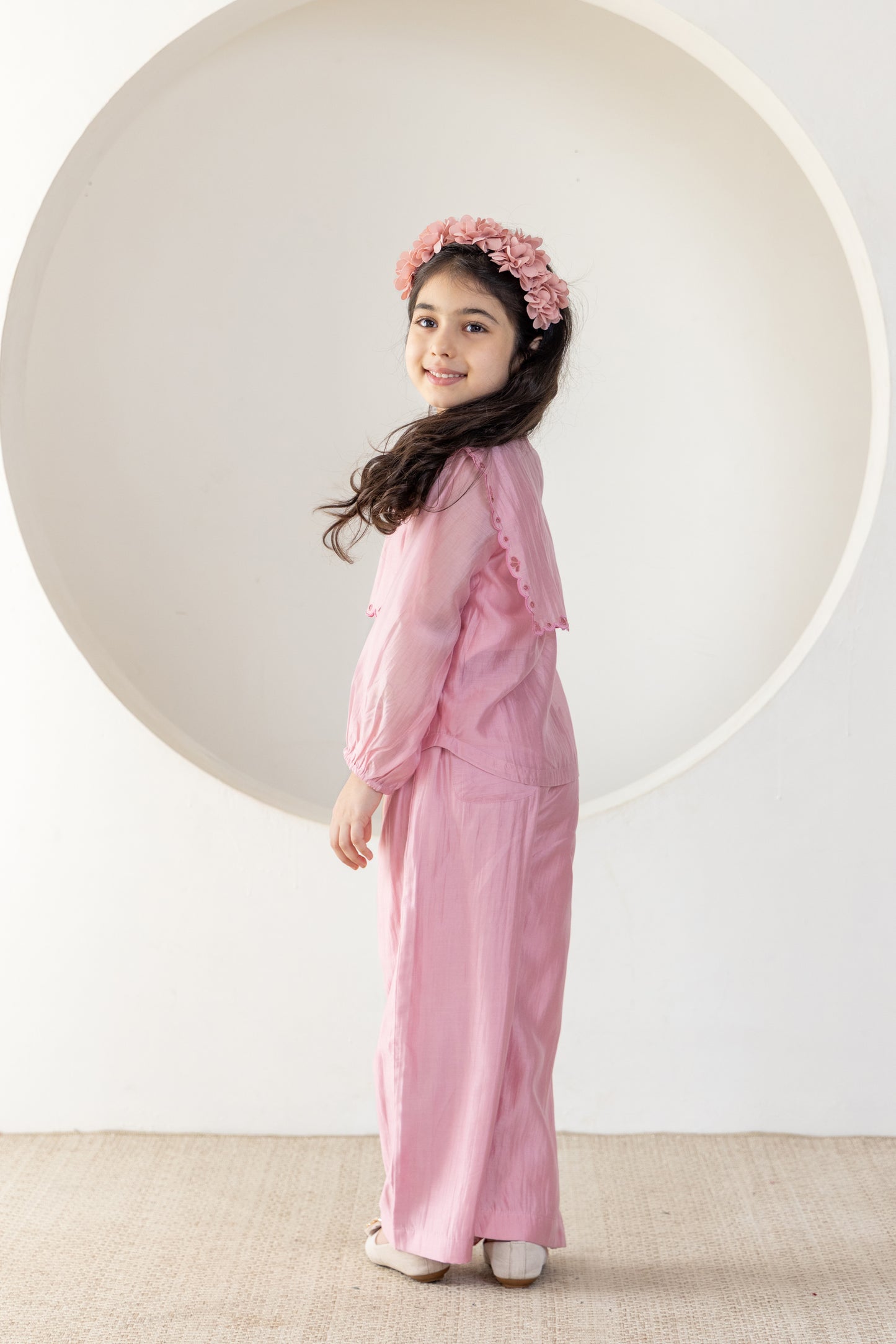 Blush Pink Scalloped Embroidered Coord Set