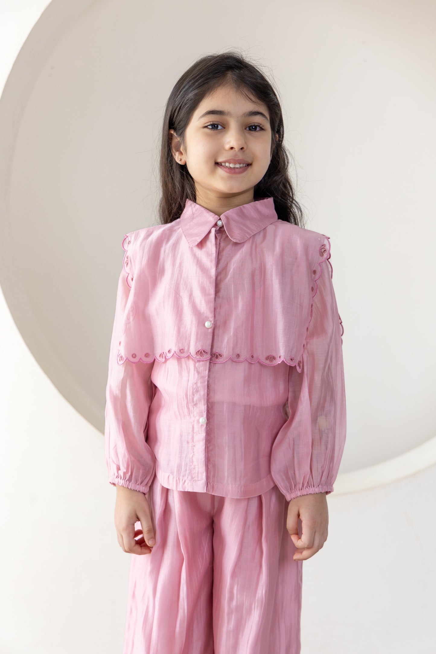 Blush Pink Scalloped Embroidered Coord Set