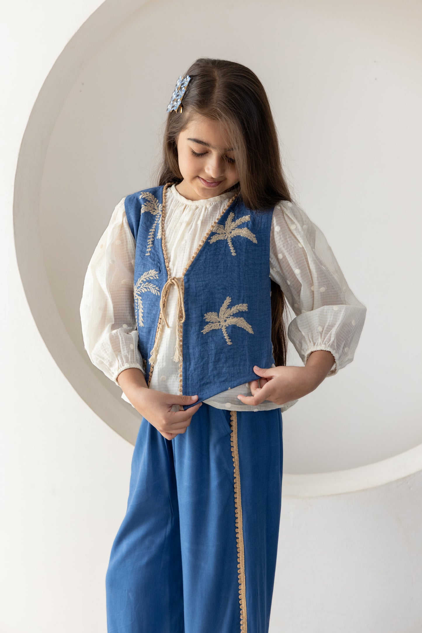 Blue Palms Waistcoat Co-ord Set