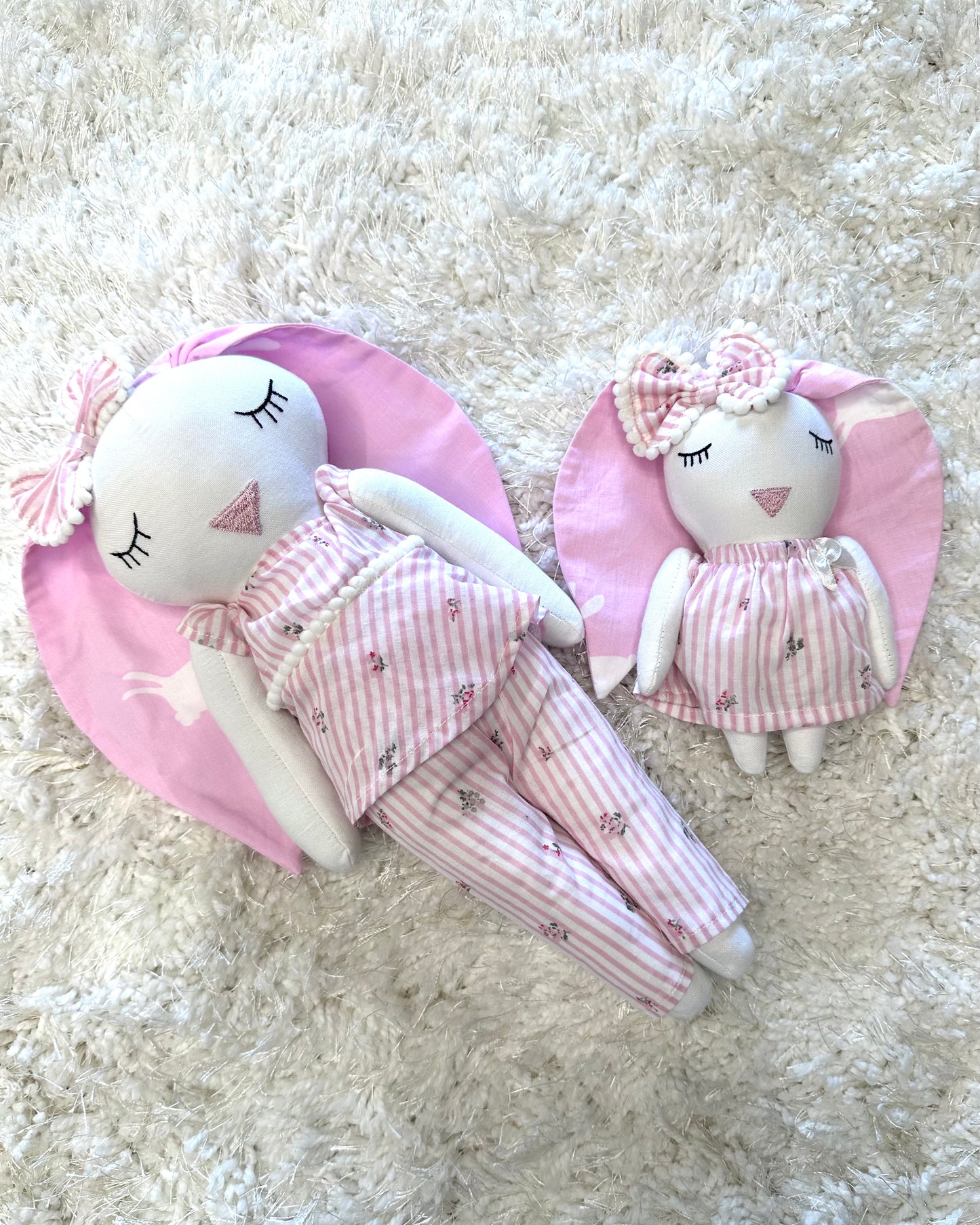 Pink Daisy Night Suit Set With Bunny