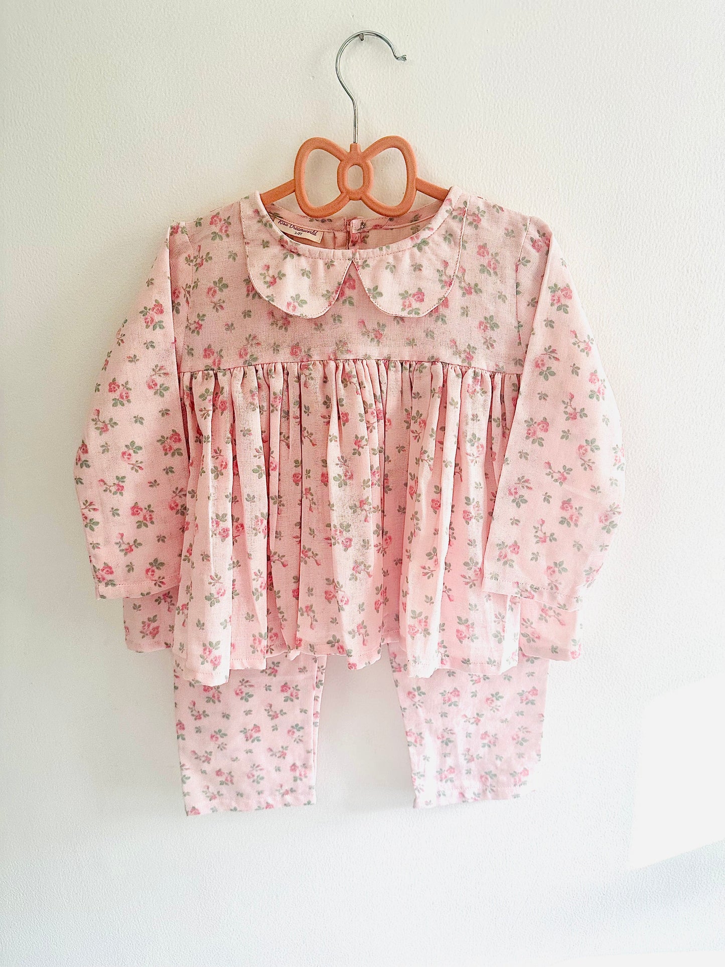 Pink Rose Loungewear Set With Matching Bunny Doll - RISA DREAMWORLD