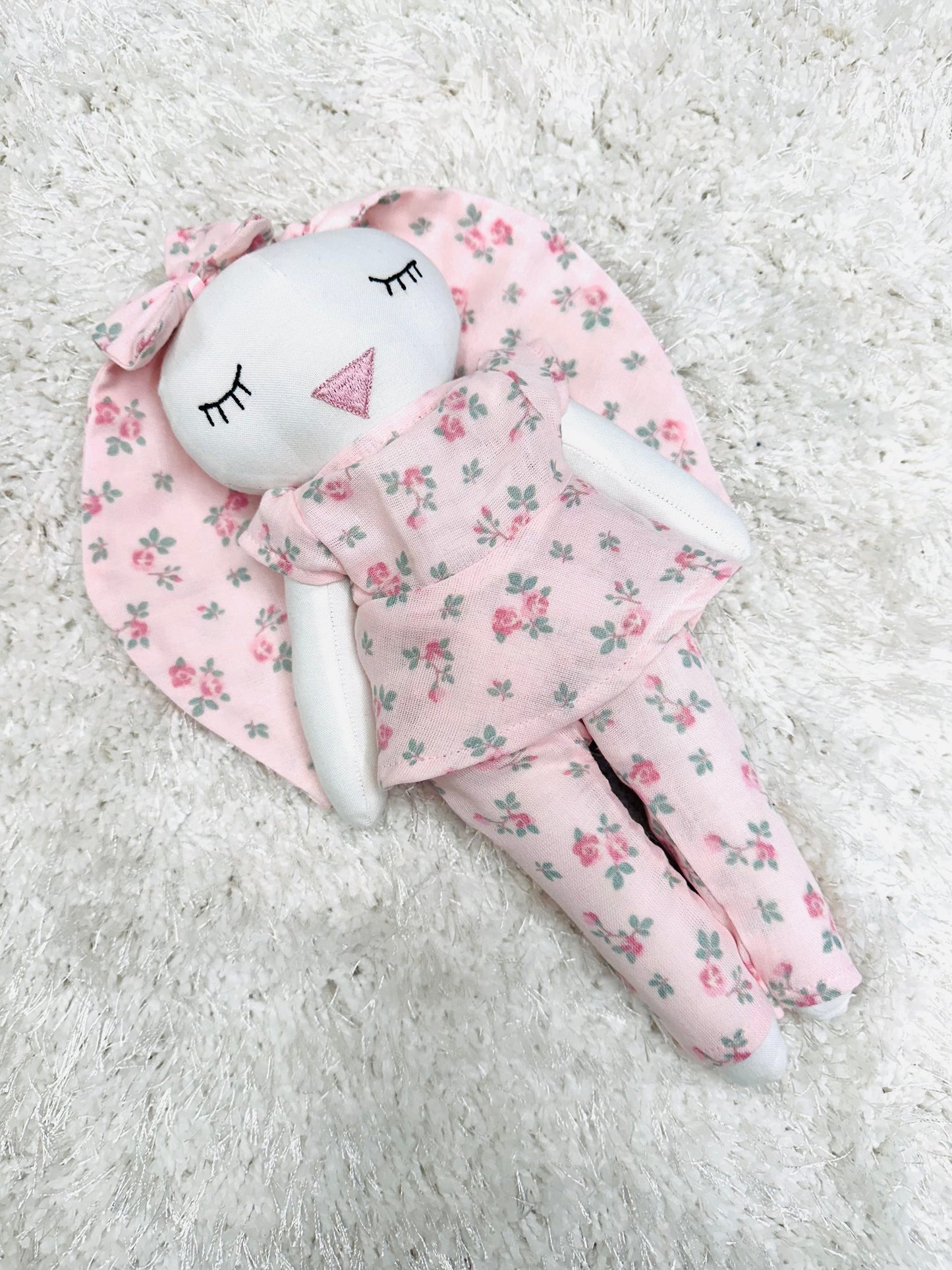 Pink Rose Loungewear Set With Matching Bunny Doll - RISA DREAMWORLD