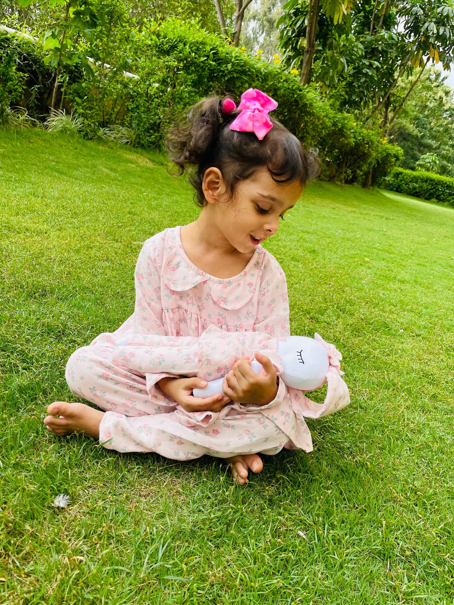 Pink Rose Loungewear Set With Matching Bunny Doll - RISA DREAMWORLD