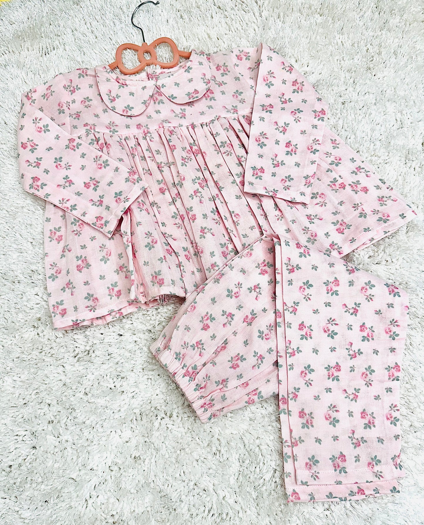 Pink Rose Loungewear Set With Matching Bunny Doll - RISA DREAMWORLD