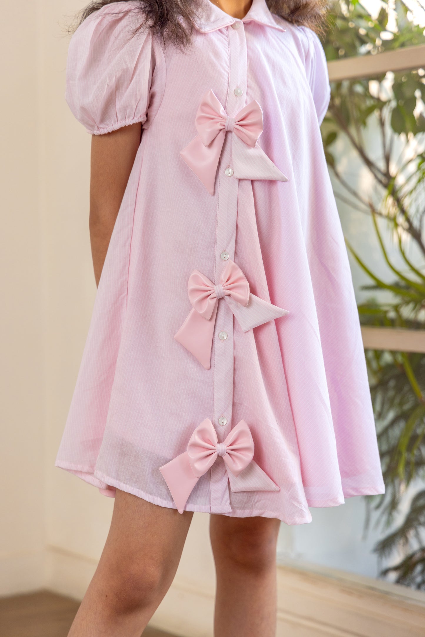 Pink Leather Bow Dress