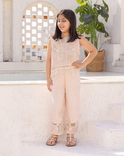 Peach Crochet-Trouser