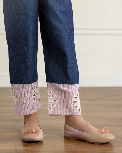 Denim Cutwork Trouser