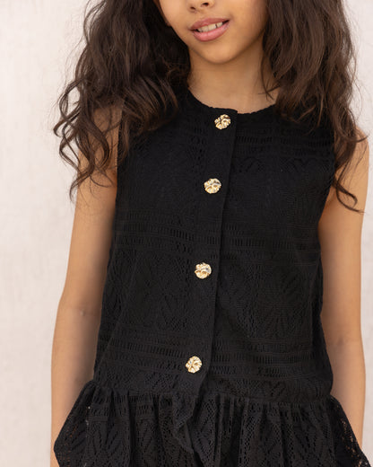 Black Peplum Top With Pants-Co-ord Set