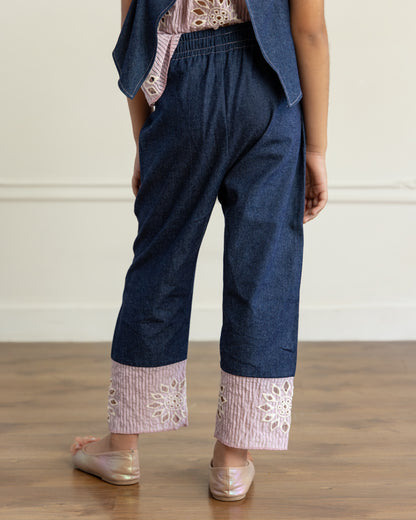 Denim Cutwork Trouser