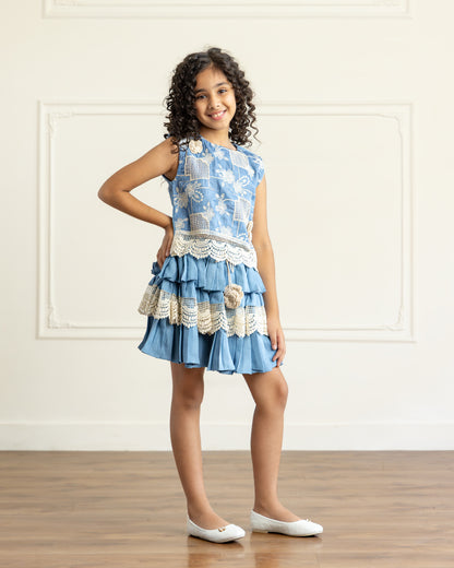 Tencel Denim Ruffled-Skirt
