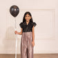 Pleated Satin Jumpsuit With Organza Bolero Jacket