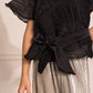 Pleated Organza Top With Belt