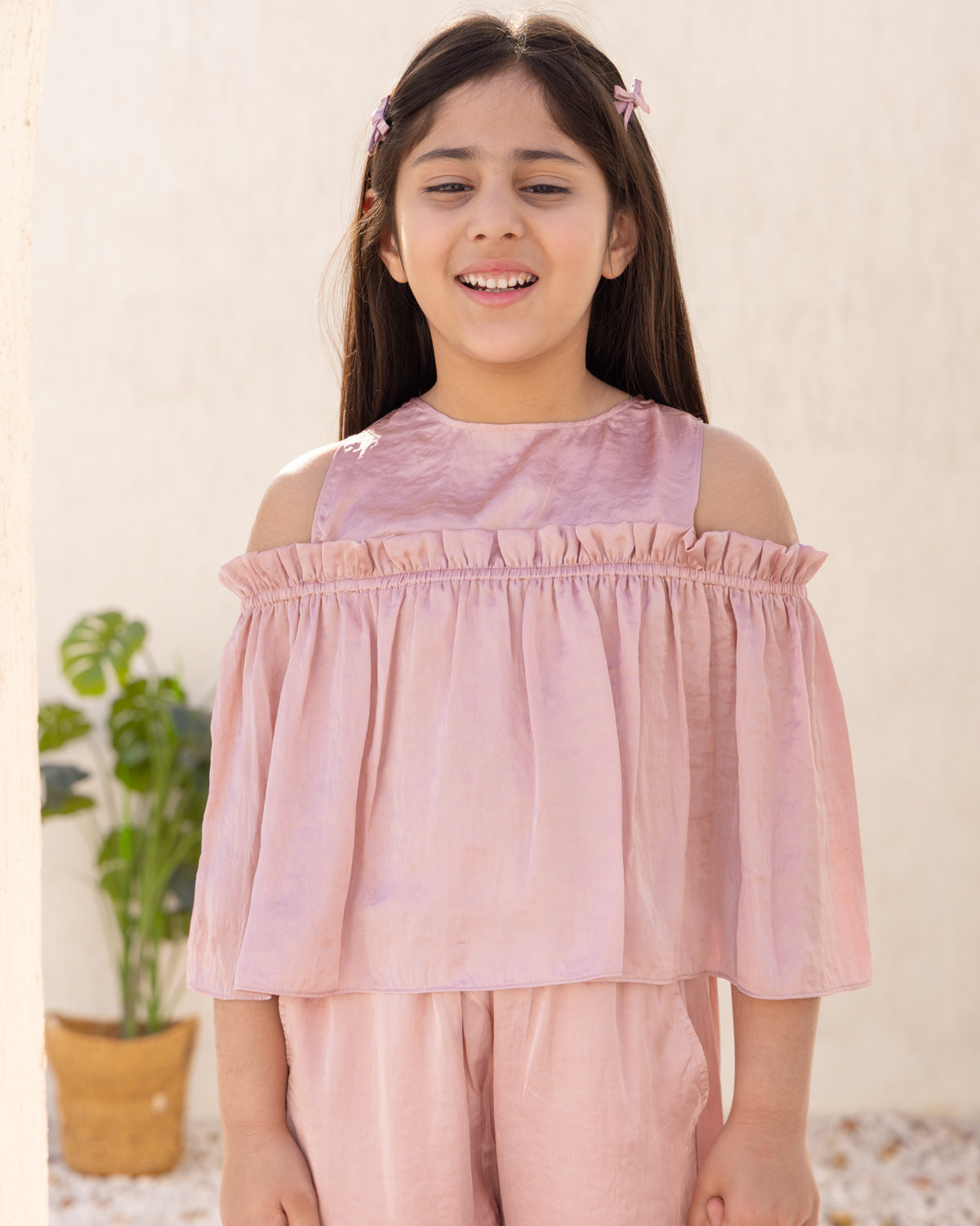 Peach Cold Shoulder-Top