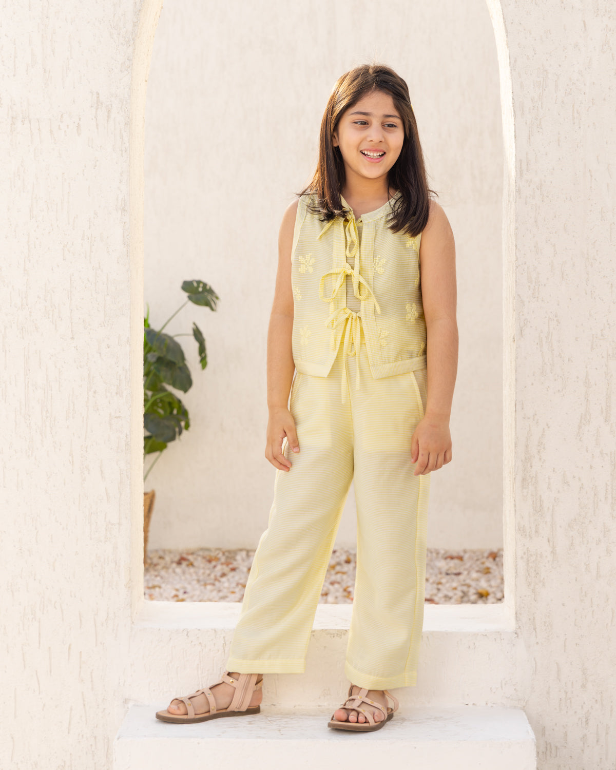 Butter Yellow Tatami Embroidery-Top