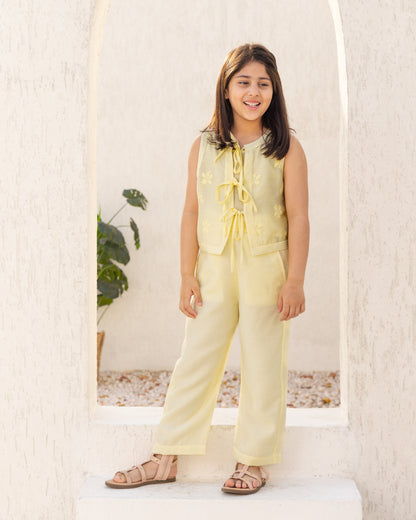Butter Yellow Tatami Embroidery-Top