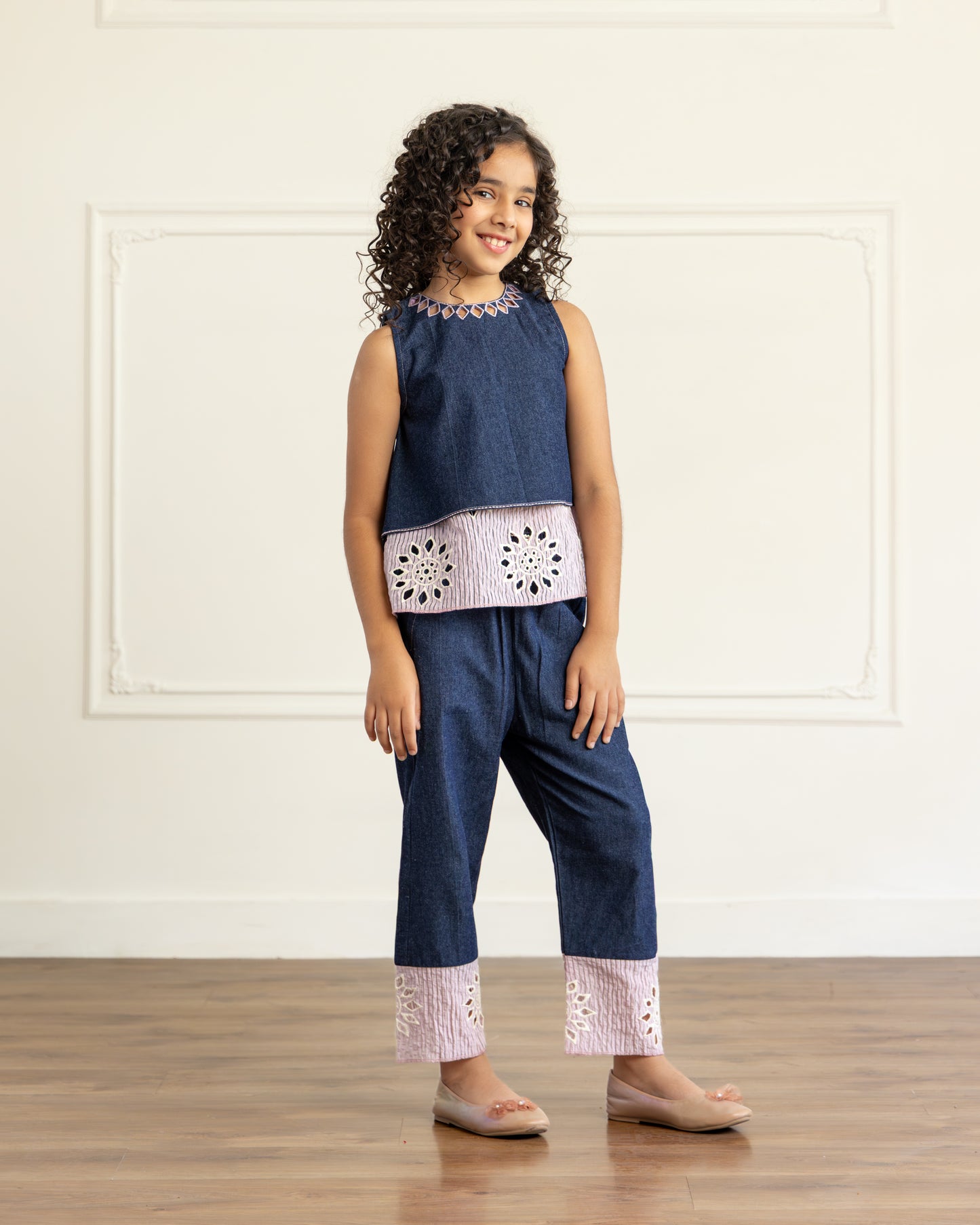 Denim Embroidered-Top