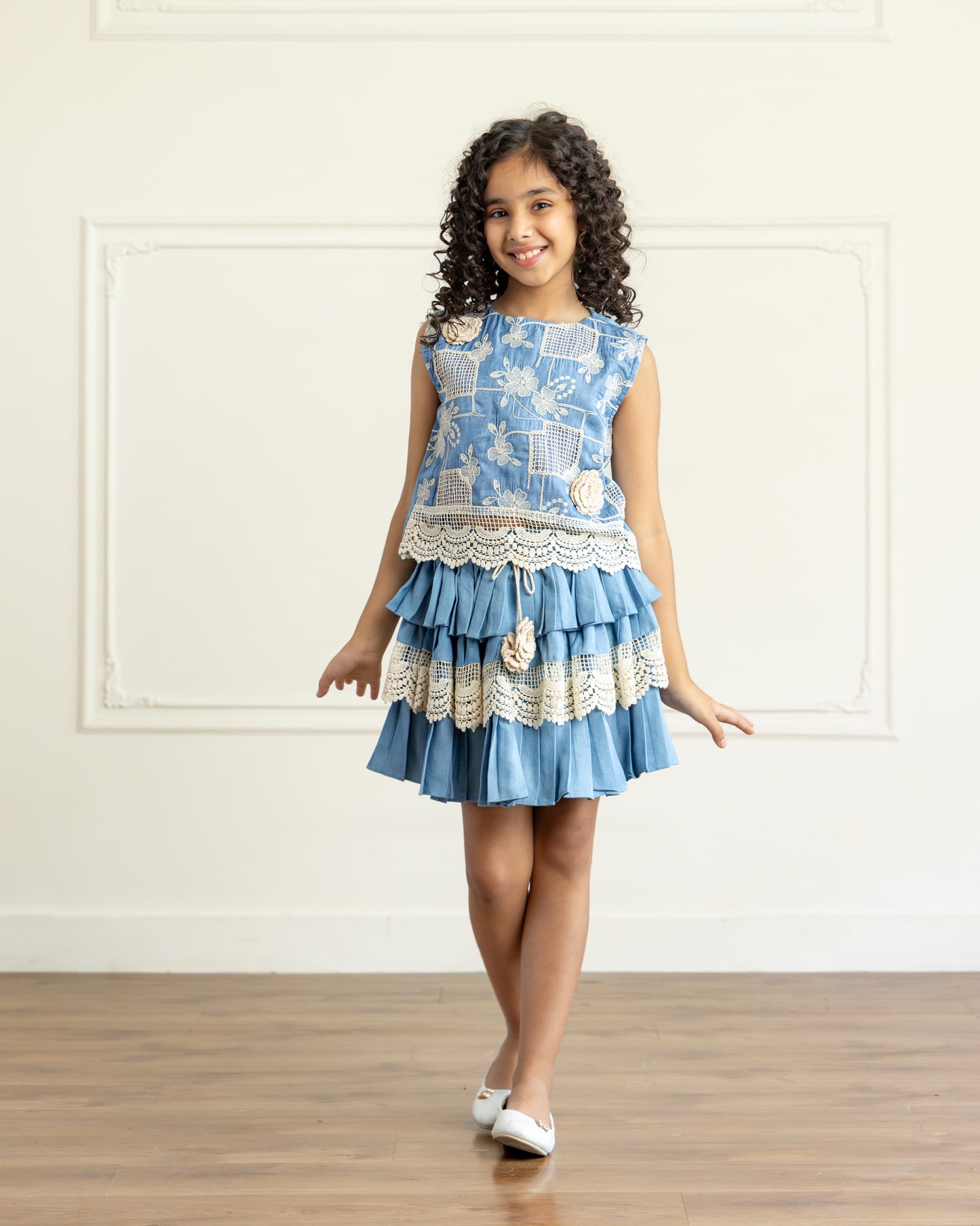 Tencel Denim Ruffled-Skirt
