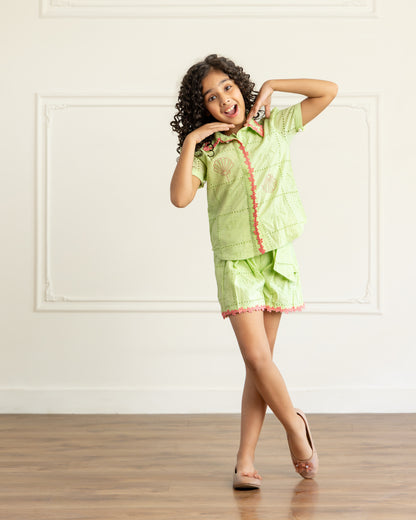 Lime Green Schiffli Coord Set