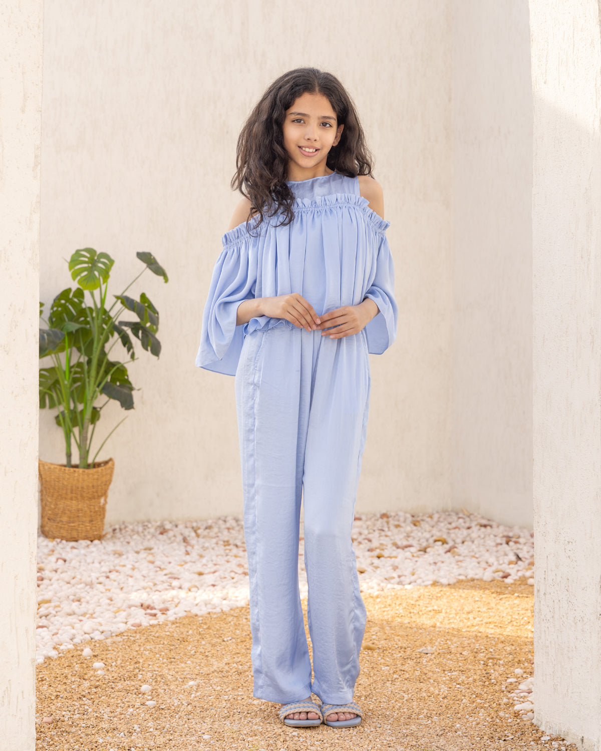 Summer Satin Trousers- Blue