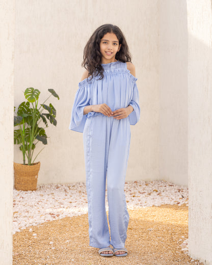 Summer Satin Trousers- Blue