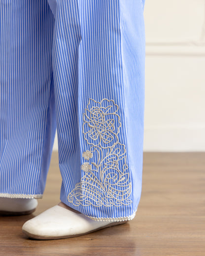 Sky Blue Chic Shirt & Trouser Set