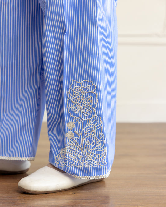 Sky Blue Chic Shirt & Trouser Set