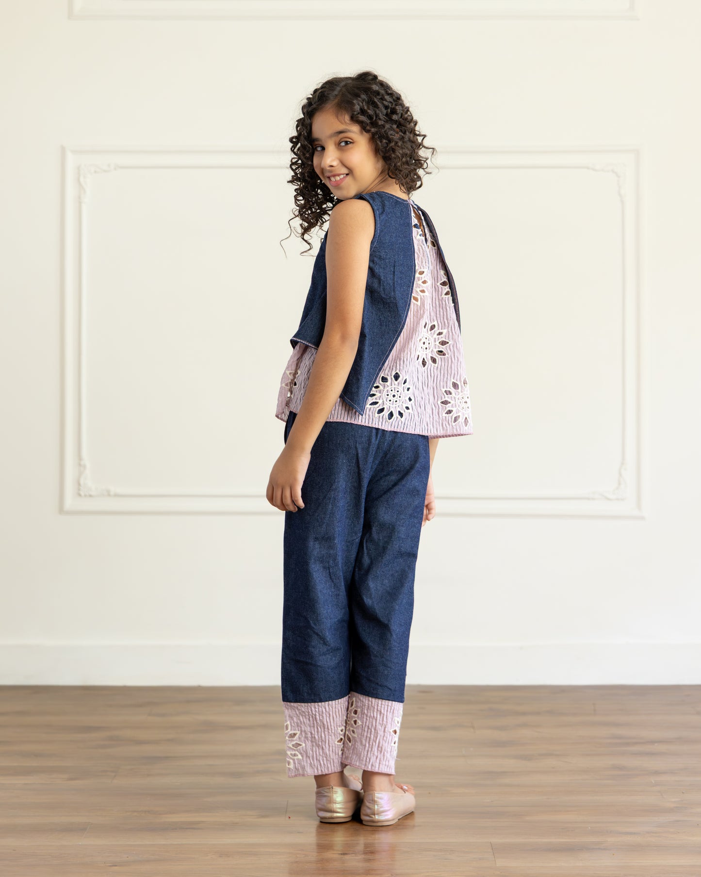 Denim Embroidered-Top