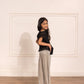 Pleated Culotte Pants- Silver