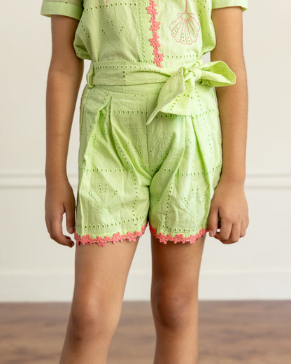Lime Green Schiffli Coord Set